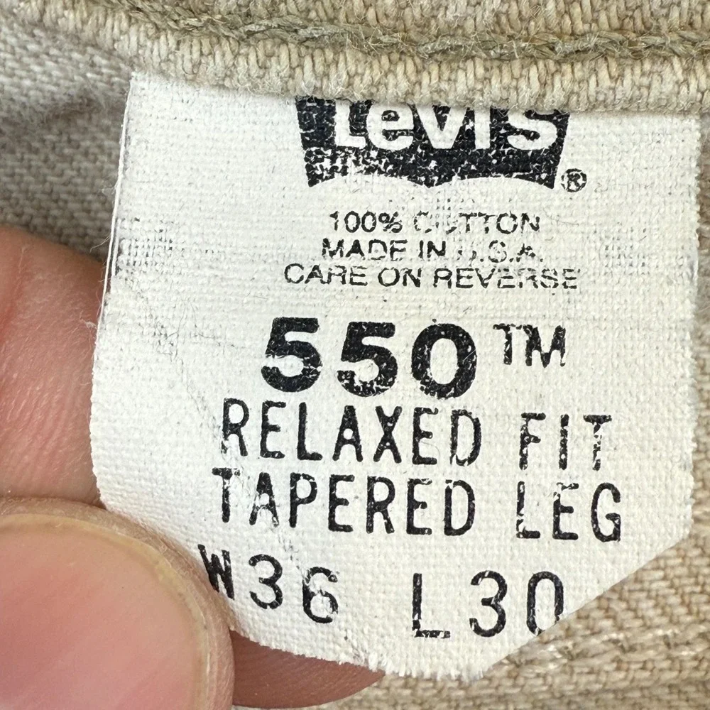 Vintage Levis 550 Orange Tab Relaxed Fit Tapered Leg‎ Jeans Tan Beige 36x30 USA
